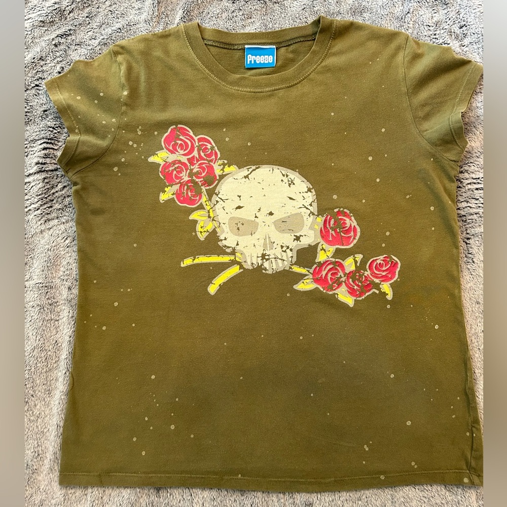 Moss Green Skull & Roses Tee